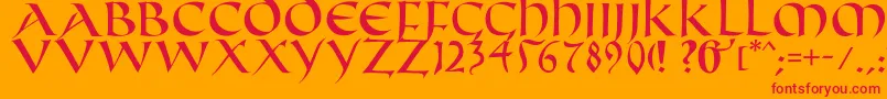 Fifthcenturycaps-Schriftart – Rote Schriften auf orangefarbenem Hintergrund