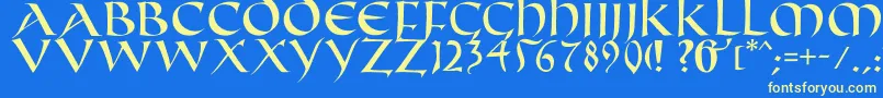 フォントFifthcenturycaps – 黄色の文字、青い背景