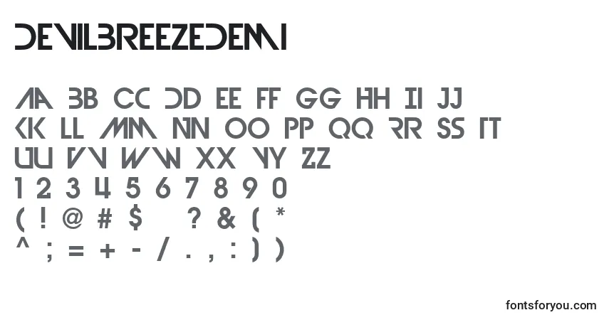 A fonte DevilBreezeDemi – alfabeto, números, caracteres especiais