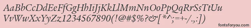 LegacySerifItcTtBookitalic-fontti – mustat fontit vaaleanpunaisella taustalla