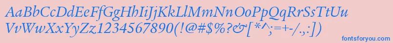 フォントLegacySerifItcTtBookitalic – ピンクの背景に青い文字