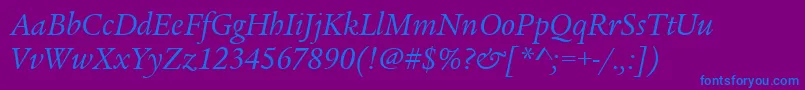 Шрифт LegacySerifItcTtBookitalic – синие шрифты на фиолетовом фоне