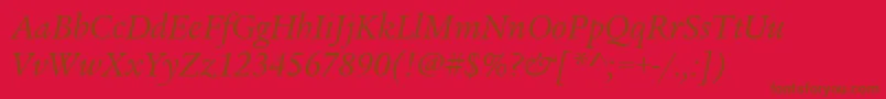 Шрифт LegacySerifItcTtBookitalic – коричневые шрифты на красном фоне