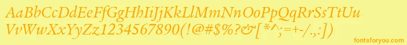 Шрифт LegacySerifItcTtBookitalic – оранжевые шрифты на жёлтом фоне