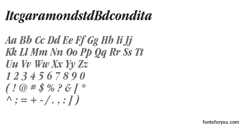 Czcionka ItcgaramondstdBdcondita – alfabet, cyfry, specjalne znaki