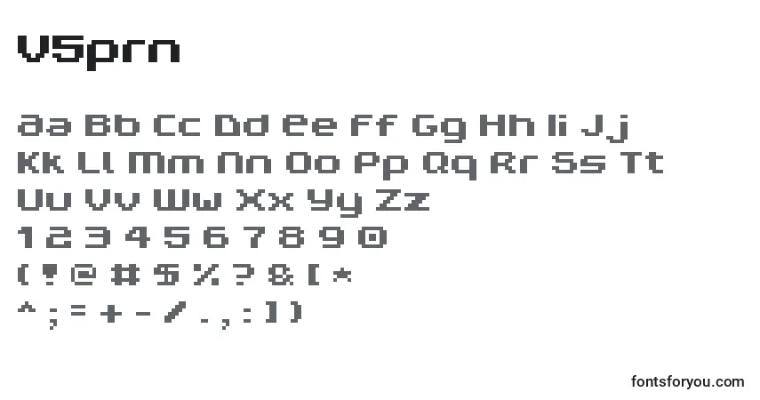 Fuente V5prn - alfabeto, números, caracteres especiales
