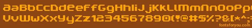 フォントV5prn – オレンジ色の文字が茶色の背景にあります。