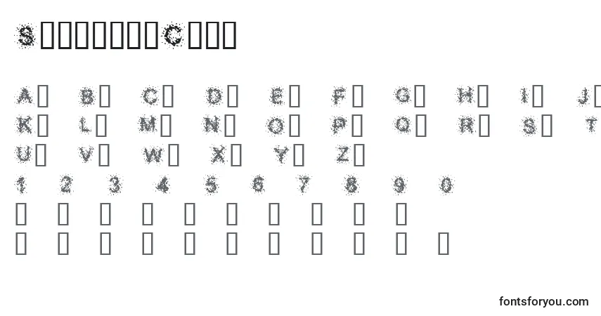 A fonte SplatterCaps – alfabeto, números, caracteres especiais