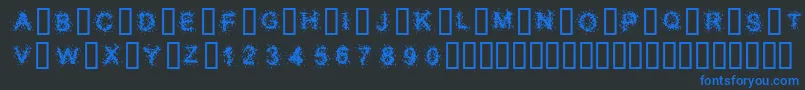 SplatterCaps-Schriftart – Blaue Schriften auf schwarzem Hintergrund