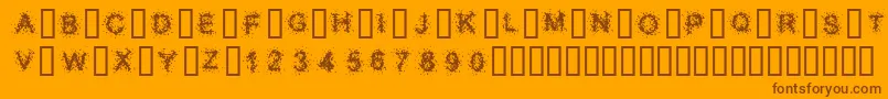 Weitere Informationen zur SplatterCaps-Schriftart SplatterCaps-Schriftart – Braune Schriften auf orangefarbenem Hintergrund