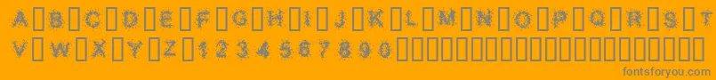 Lisätietoja SplatterCaps-fontista SplatterCaps-fontti – harmaat kirjasimet oranssilla taustalla