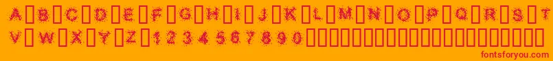 SplatterCaps-Schriftart – Rote Schriften auf orangefarbenem Hintergrund