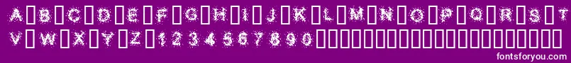 Saiba mais sobre a fonte SplatterCaps Fonte SplatterCaps – fontes brancas em um fundo violeta