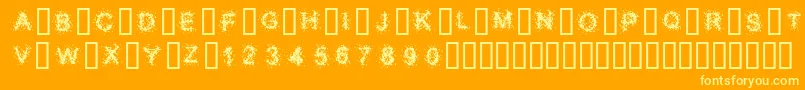 SplatterCaps-Schriftart – Gelbe Schriften auf orangefarbenem Hintergrund