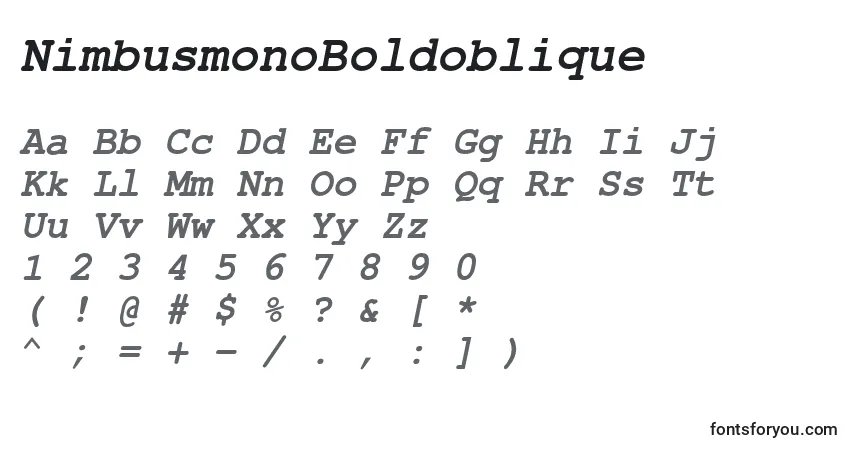 A fonte NimbusmonoBoldoblique – alfabeto, números, caracteres especiais