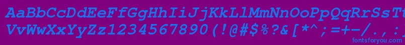 フォントNimbusmonoBoldoblique – 紫色の背景に青い文字