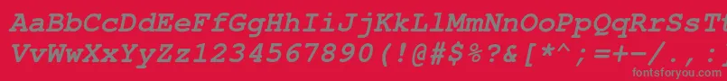 フォントNimbusmonoBoldoblique – 赤い背景に灰色の文字