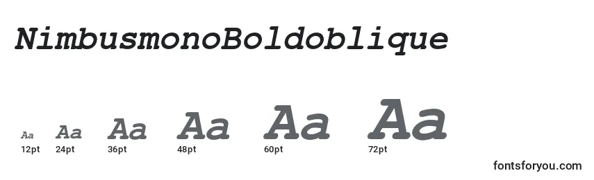 Размеры шрифта NimbusmonoBoldoblique