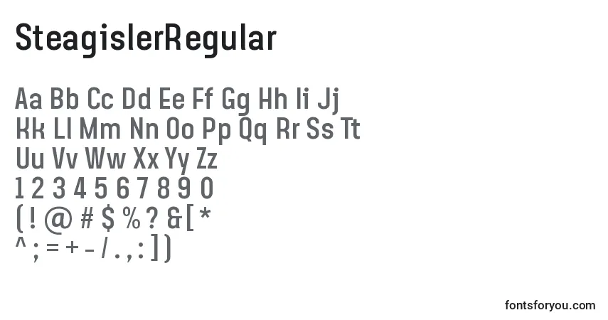 Czcionka SteagislerRegular – alfabet, cyfry, specjalne znaki