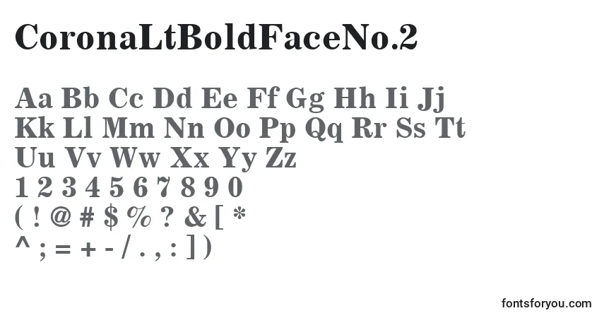 Czcionka CoronaLtBoldFaceNo.2 – alfabet, cyfry, specjalne znaki