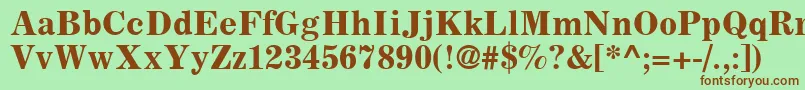 フォントCoronaLtBoldFaceNo.2 – 緑の背景に茶色のフォント