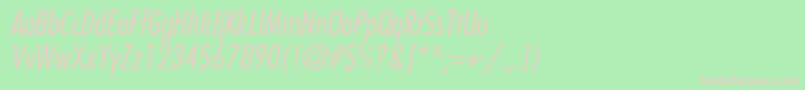 FavoritlightcondcItalic Font – Pink Fonts on Green Background