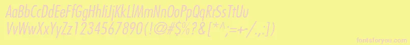 Weitere Informationen zur FavoritlightcondcItalic-Schriftart FavoritlightcondcItalic-Schriftart – Rosa Schriften auf gelbem Hintergrund