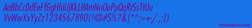 FavoritlightcondcItalic Font – Purple Fonts on Blue Background