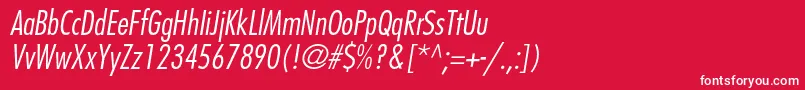 FavoritlightcondcItalic Font – White Fonts on Red Background