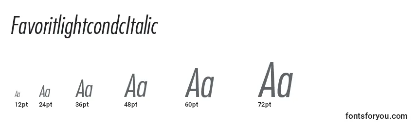 Größen der Schriftart FavoritlightcondcItalic