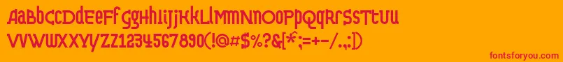 Dvekruglyhc-fontti – punaiset fontit oranssilla taustalla