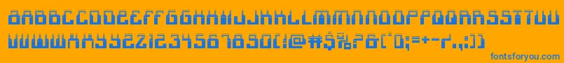 1968odysseyhalf-Schriftart – Blaue Schriften auf orangefarbenem Hintergrund