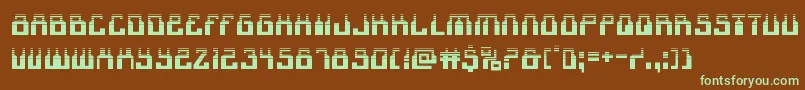 フォント1968odysseyhalf – 緑色の文字が茶色の背景にあります。