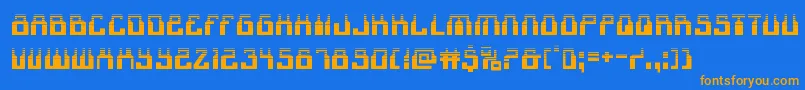 フォント1968odysseyhalf – オレンジ色の文字が青い背景にあります。