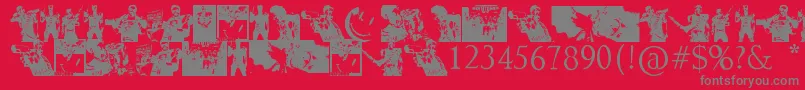 TheComedianDingbat Font – Gray Fonts on Red Background