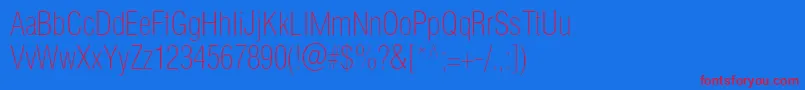 Helioscondthinc Font – Red Fonts on Blue Background