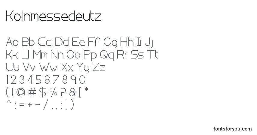 Czcionka Kolnmessedeutz – alfabet, cyfry, specjalne znaki