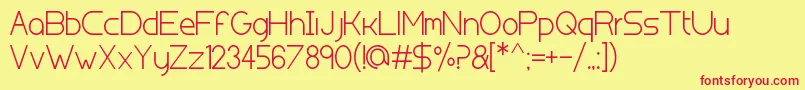 フォントKolnmessedeutz – 赤い文字の黄色い背景