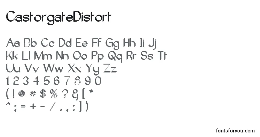 A fonte CastorgateDistort – alfabeto, números, caracteres especiais
