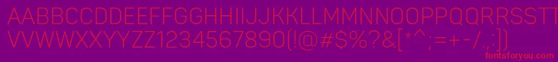 フォントPantonnarrowLightcaps – 紫の背景に赤い文字