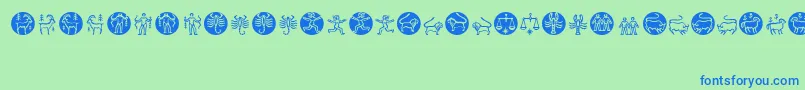 Czcionka Zodiac – niebieskie czcionki na zielonym tle