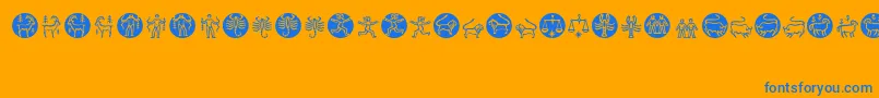 Fonte Zodiac – fontes azuis em um fundo laranja