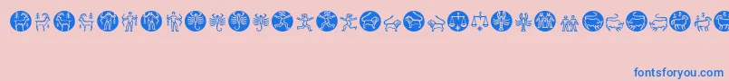 Fonte Zodiac – fontes azuis em um fundo rosa