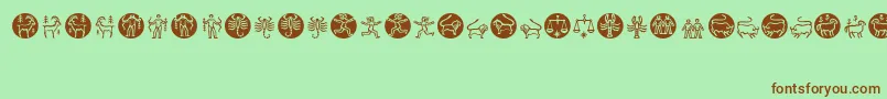 Czcionka Zodiac – brązowe czcionki na zielonym tle