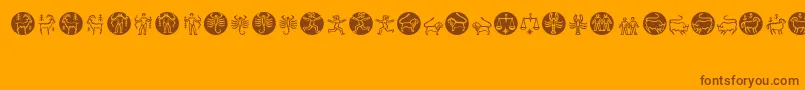 Zodiac-Schriftart – Braune Schriften auf orangefarbenem Hintergrund