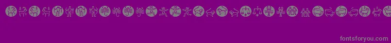 Fonte Zodiac – fontes cinzas em um fundo violeta