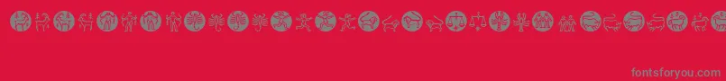 Zodiac-Schriftart – Graue Schriften auf rotem Hintergrund