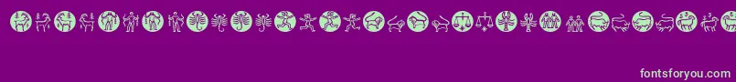 Fonte Zodiac – fontes verdes em um fundo violeta