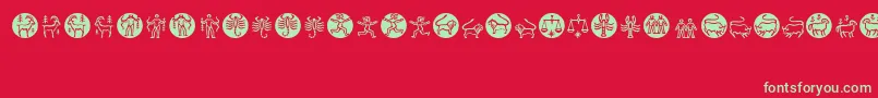 Zodiac-Schriftart – Grüne Schriften auf rotem Hintergrund
