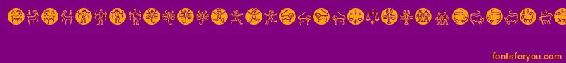 Zodiac-fontti – oranssit fontit violetilla taustalla